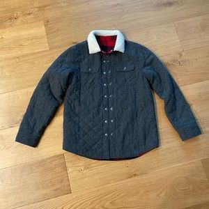 Boys reversible gray and red buffalo plaid jacket